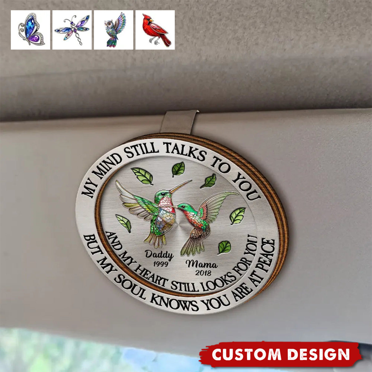 Memorial My Mind Still Talks To You - Personalized Car Visor Clip