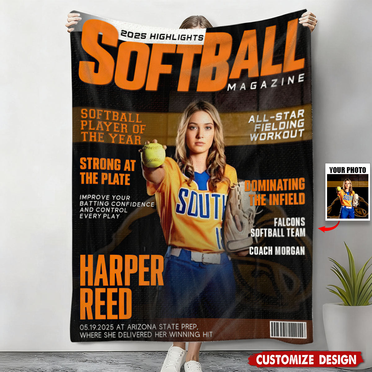 Personalized Softball Blanket - Gifts For Softball Player