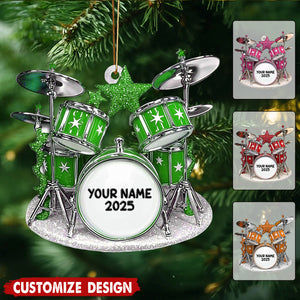 Personalized Drum Set Christmas Ornament - Gift For Drum Lovers