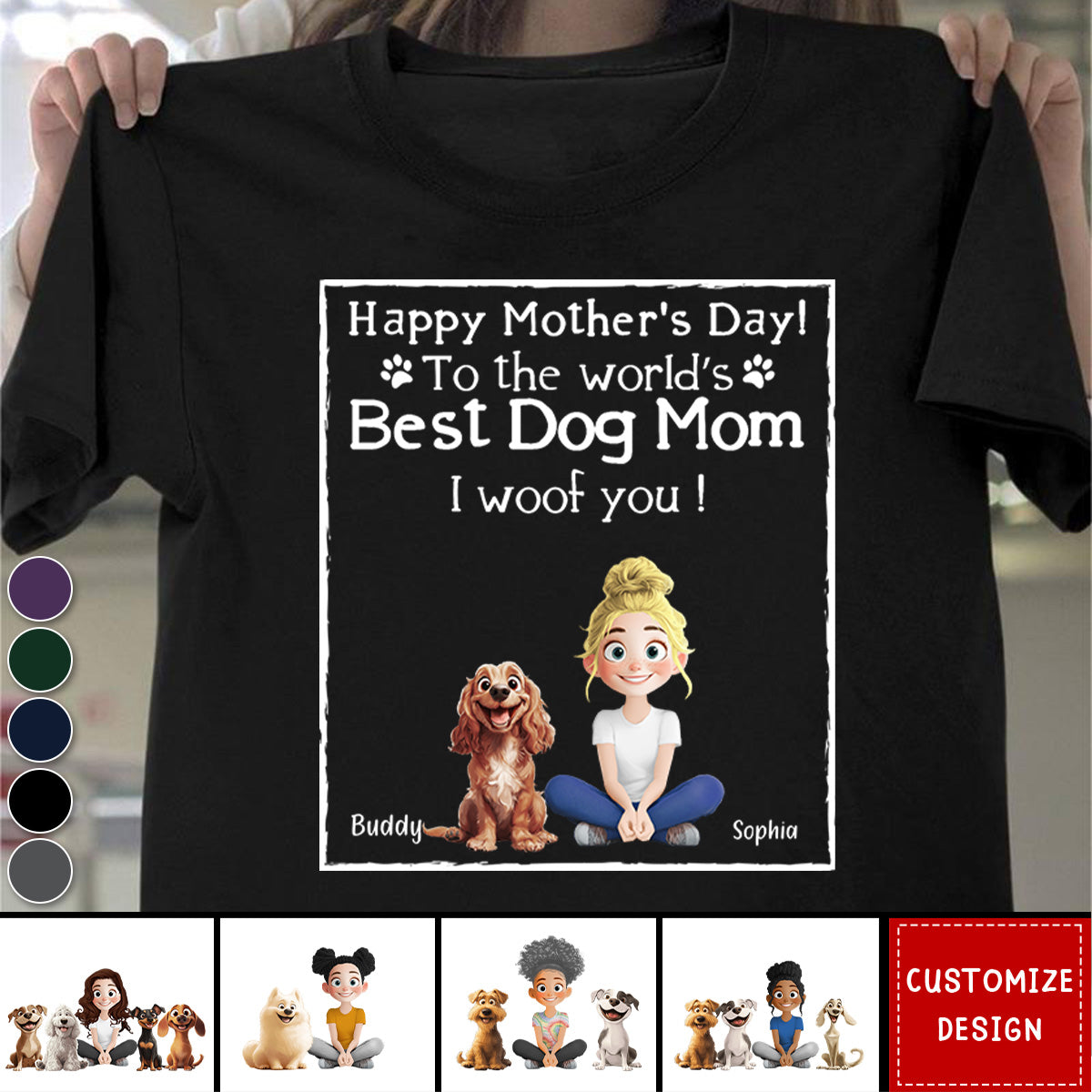 Woof Best Dog Mom - Personalized Unisex T-shirt
