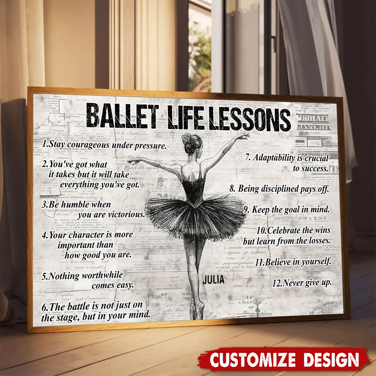 Ballet Life Lessons-Motivational Personalized Ballet Girl Poster-Gift For Ballet Lovers