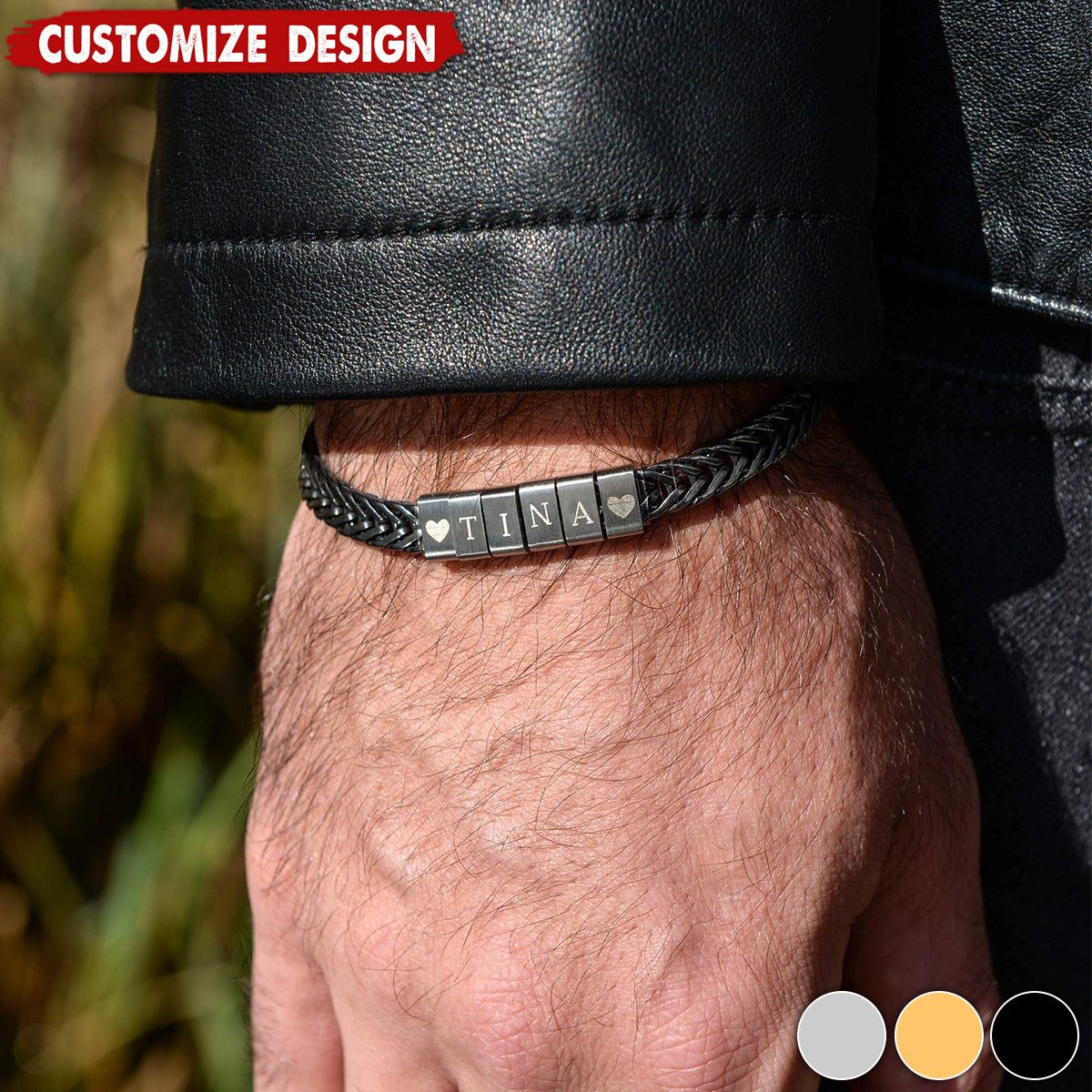 Personalize Names Man's Bracelet-Gift for Dad/Grandpa