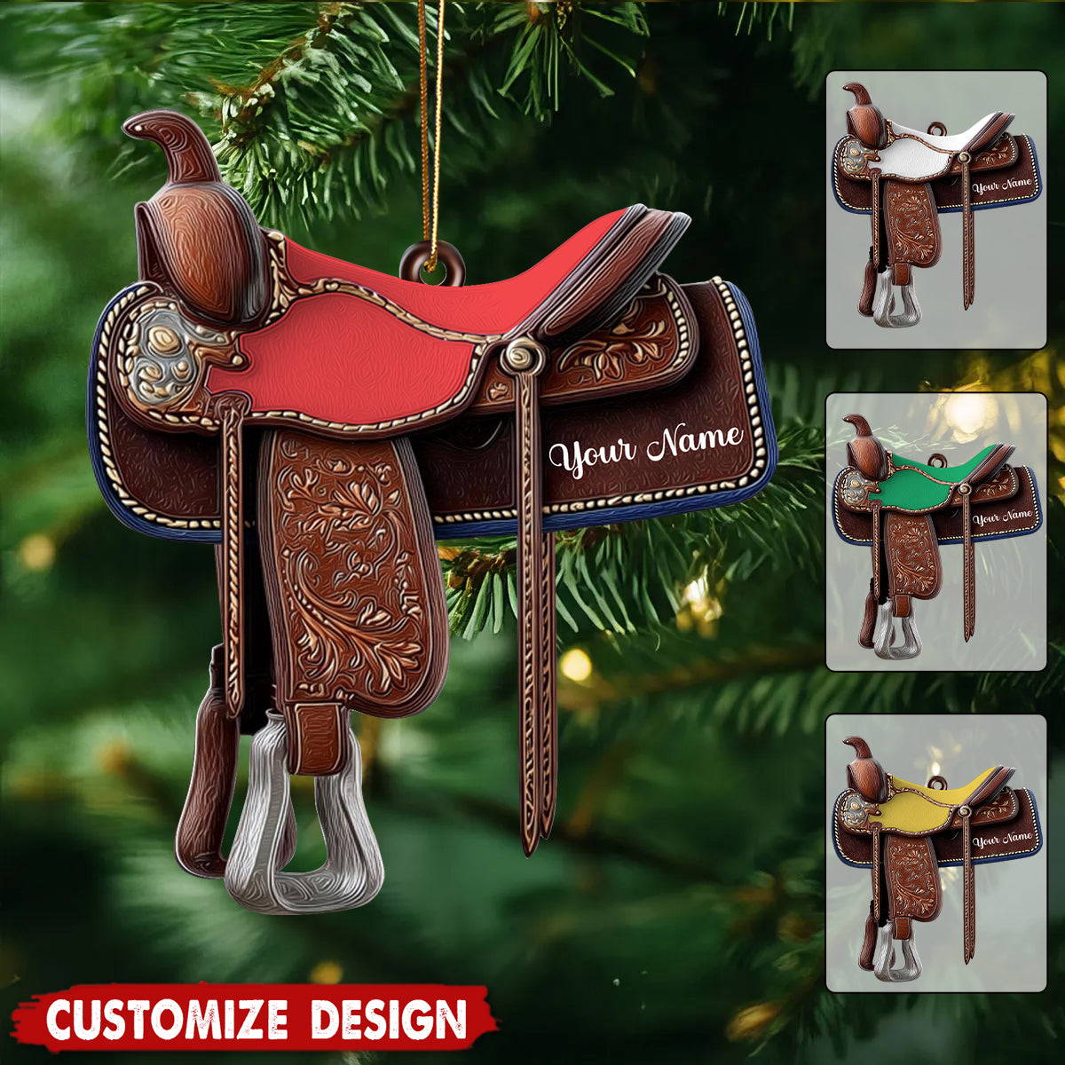 Personalized Western Horse Saddle Ornament -  Gift for Riders Cowboy Cowgirl