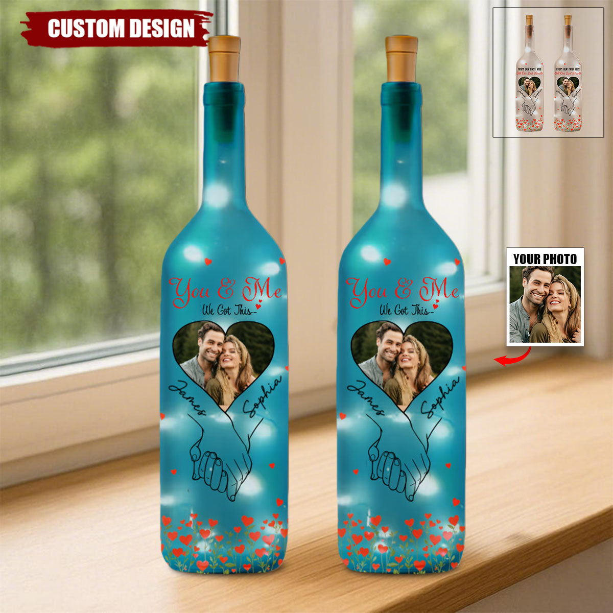You And Me We Got This - Personalized Photo Bottle Lamp