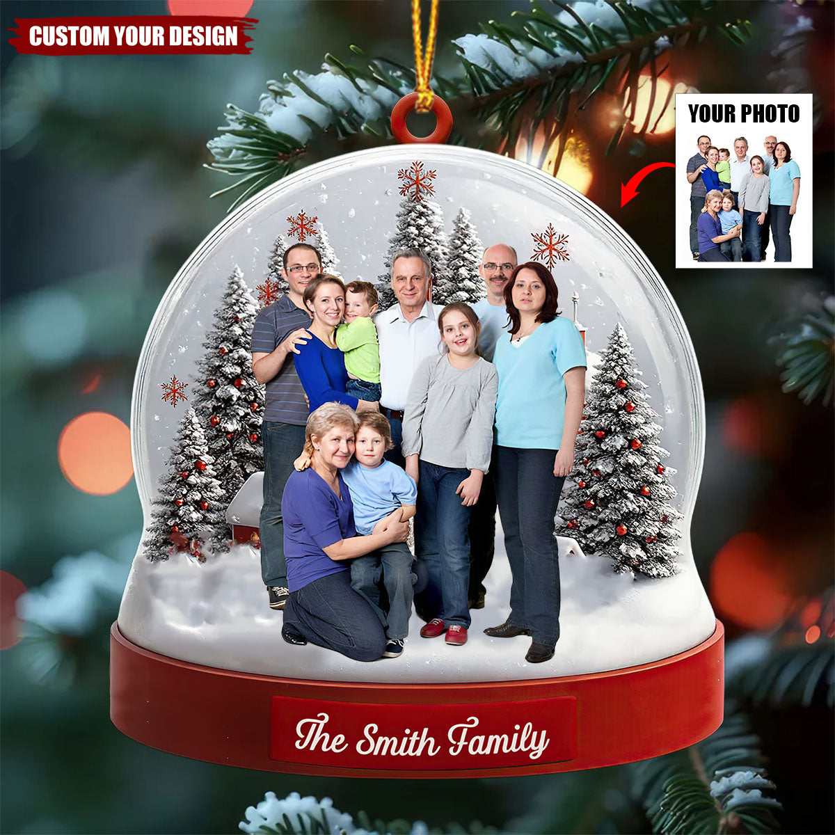 Custom Photo Acrylic Ornament - Personalized Christmas Birthday Gifts For Mom, Dad, Kids - Together Is The Best Place To Be