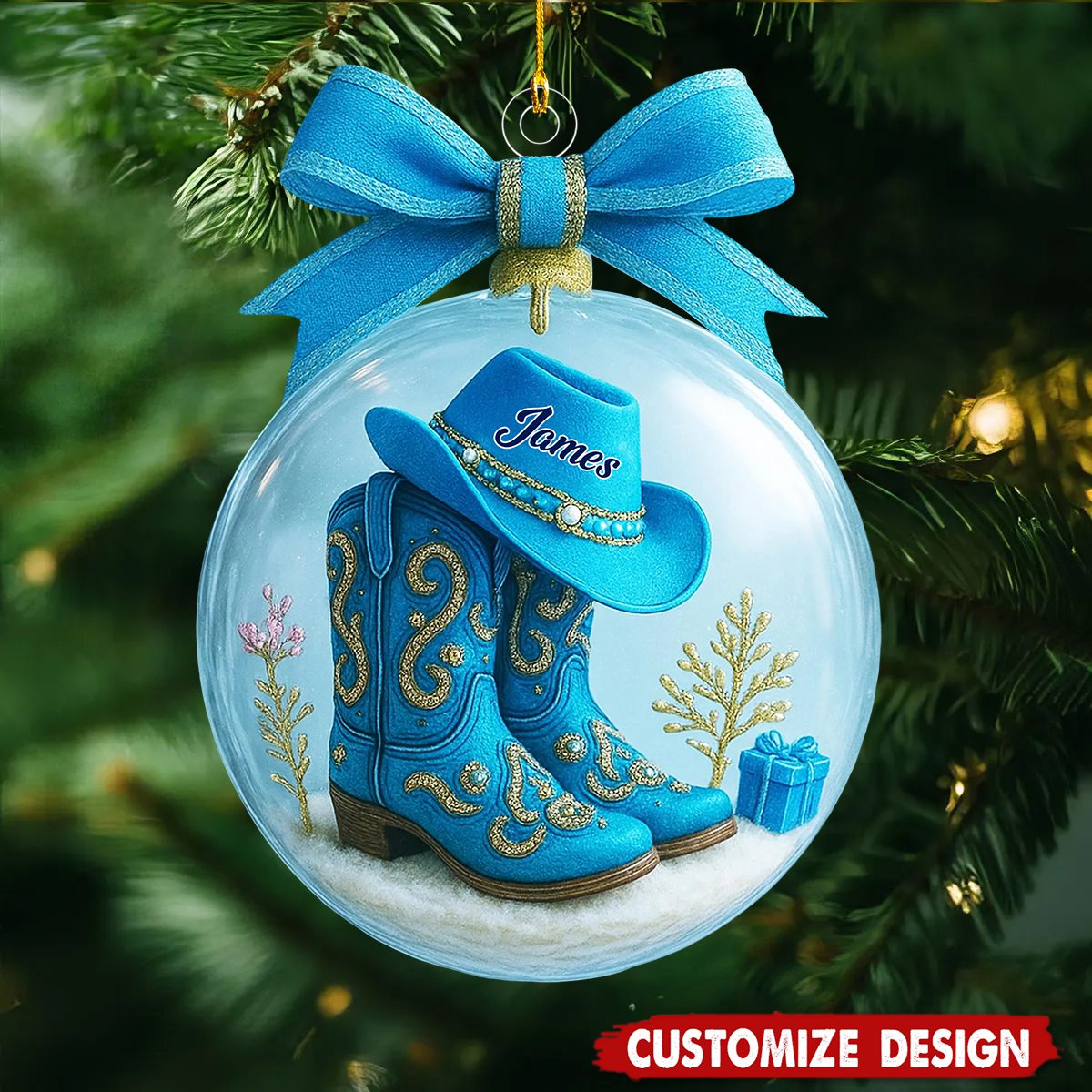 Personalized Cowgirl Cowboy Boots Ornament - Gift For Cowgirl Cowboy