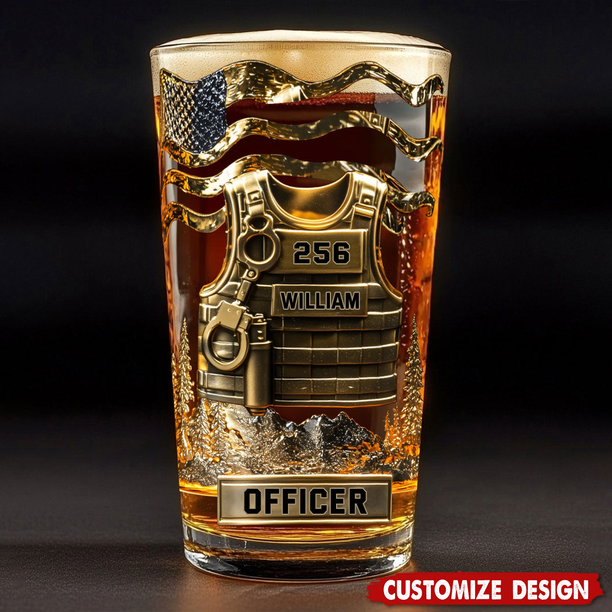 Serve And Protect - Personalized Police Officer Beer Glass
