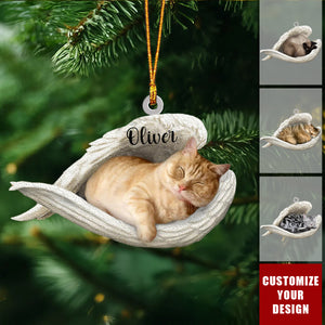 Personalized Cat Sleeping Angel Ornament-Great Gift Idea For Cat Lovers