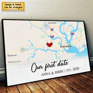 Where We Said I Do - Personalized Map Horizontal Poster- Gift For Couple