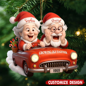 Personalized Growing Old Together Santa Car Christmas Ornament -  Gift for Married Couple