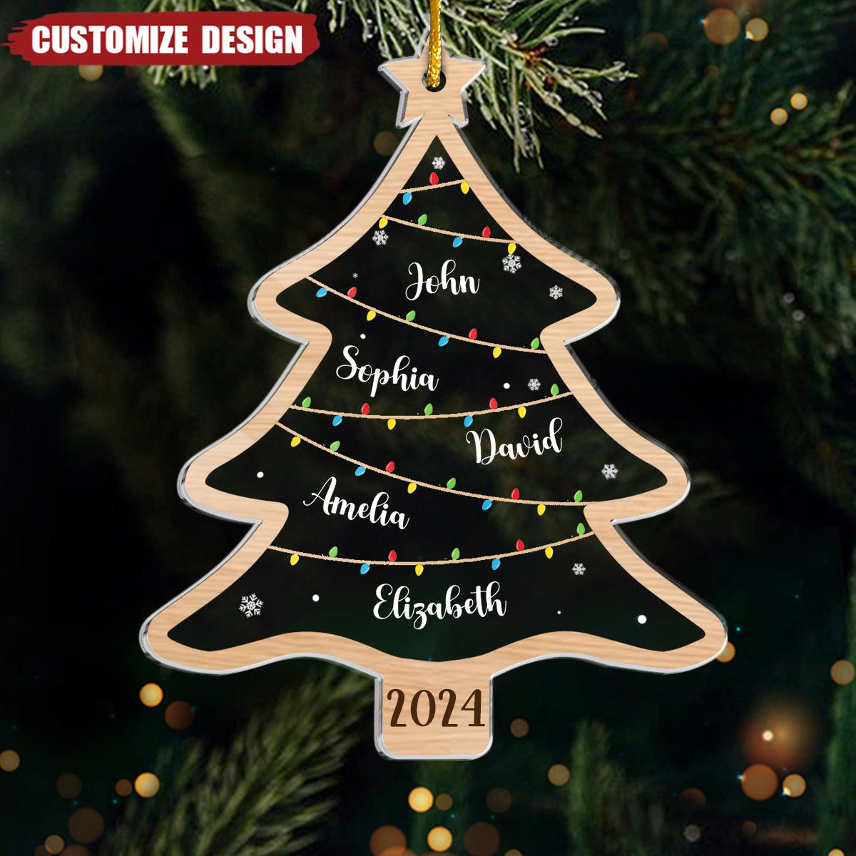 2025 New Release - Wish You A Wonderful Christmas - Family Personalized Custom Ornament - Acrylic Custom Shaped - Christmas Gift For Family Members