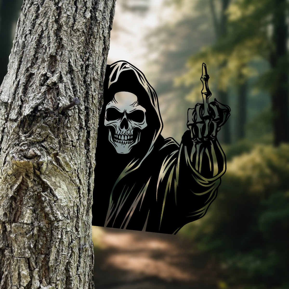 Grim Reaper Middle Finger Metal Sign Decoration-Versatile Mountable Wall Art
