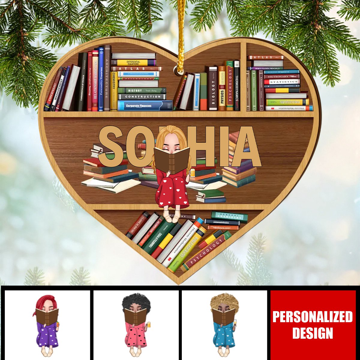 2024 New Release Reading Girl-Personalized  Wooden Ornament-Christmas Gift Idea For Book Lover