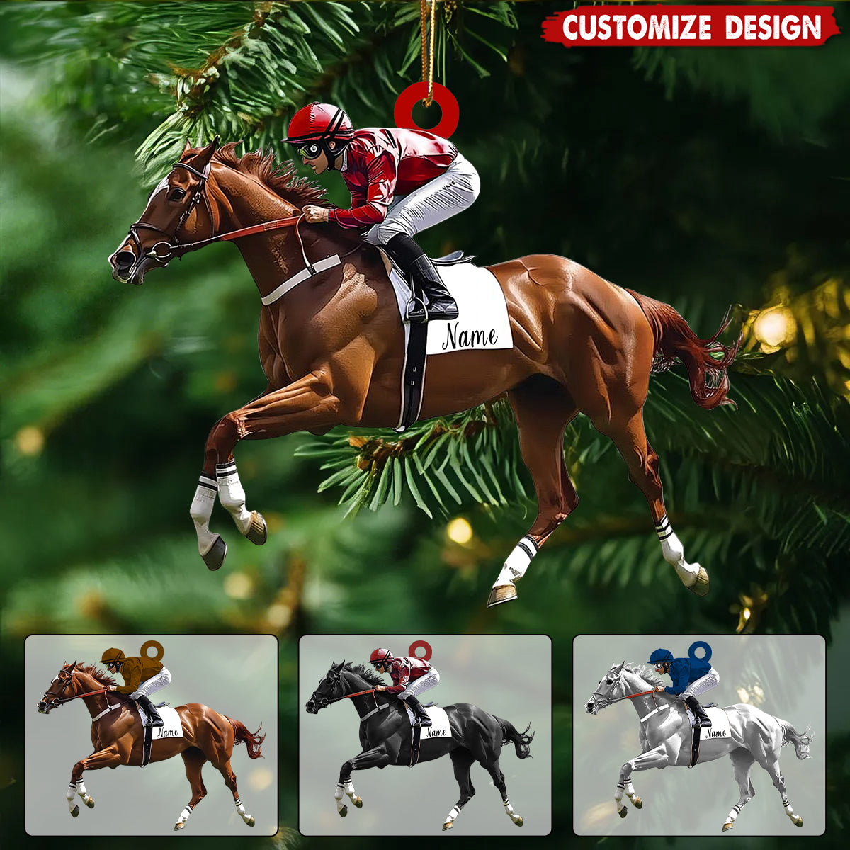 Personalized Horse Racing Ornament - Horse Lover Gift