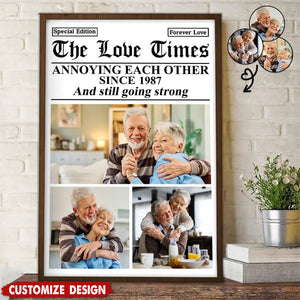 Personalized The Love Times Newspaper Themed Romantic Couple Poster -  Gift for Couples