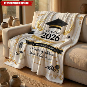Personalized  Graduation Blanket-Class of 2026 Senior Gift