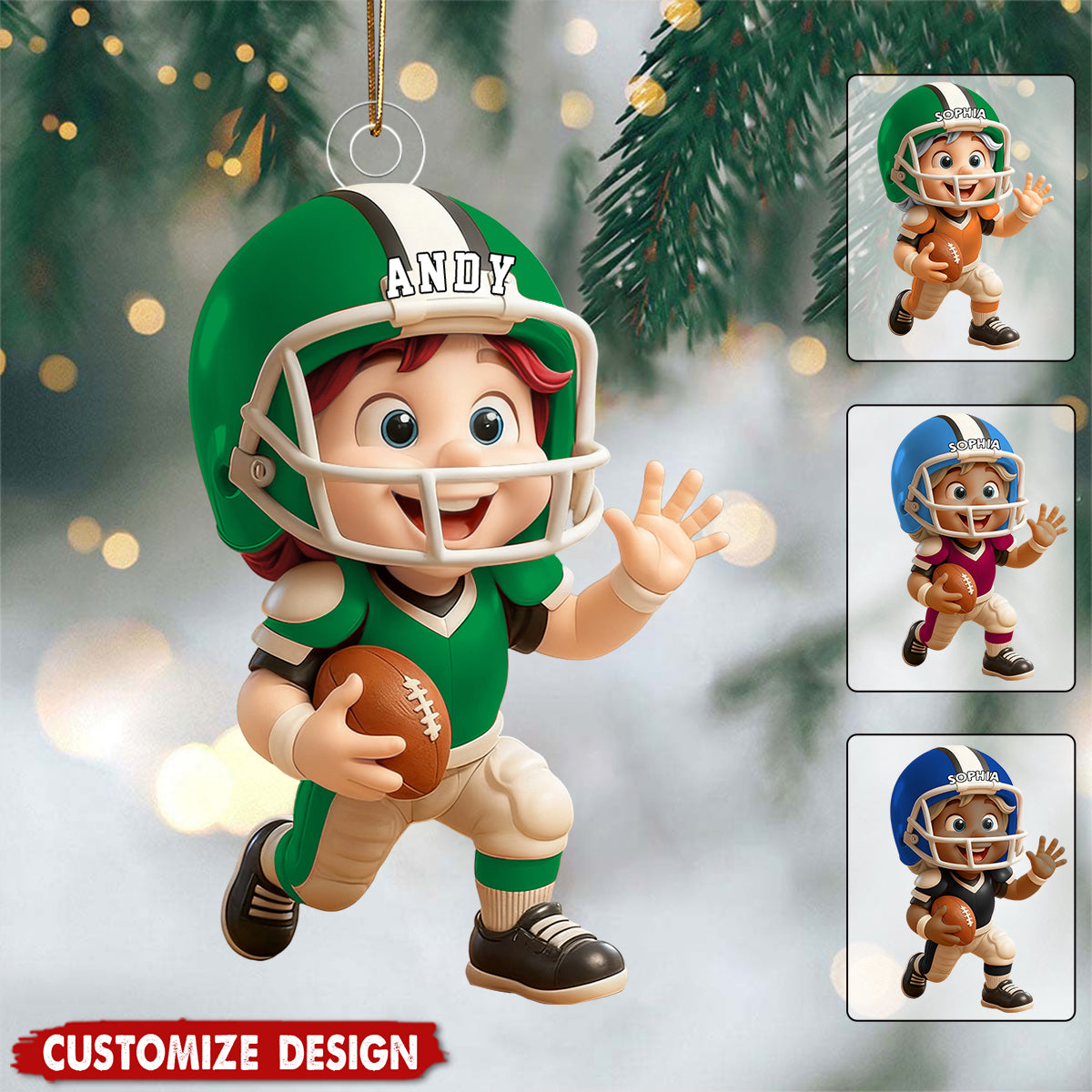 Personalized Kid American Football Ornament - Gift For Boy Girl American Football Lovers