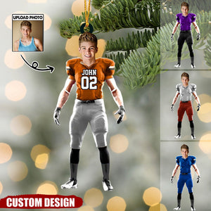 Custom Photo Football Player Christmas And Car Ornament - Gift For Football Lovers