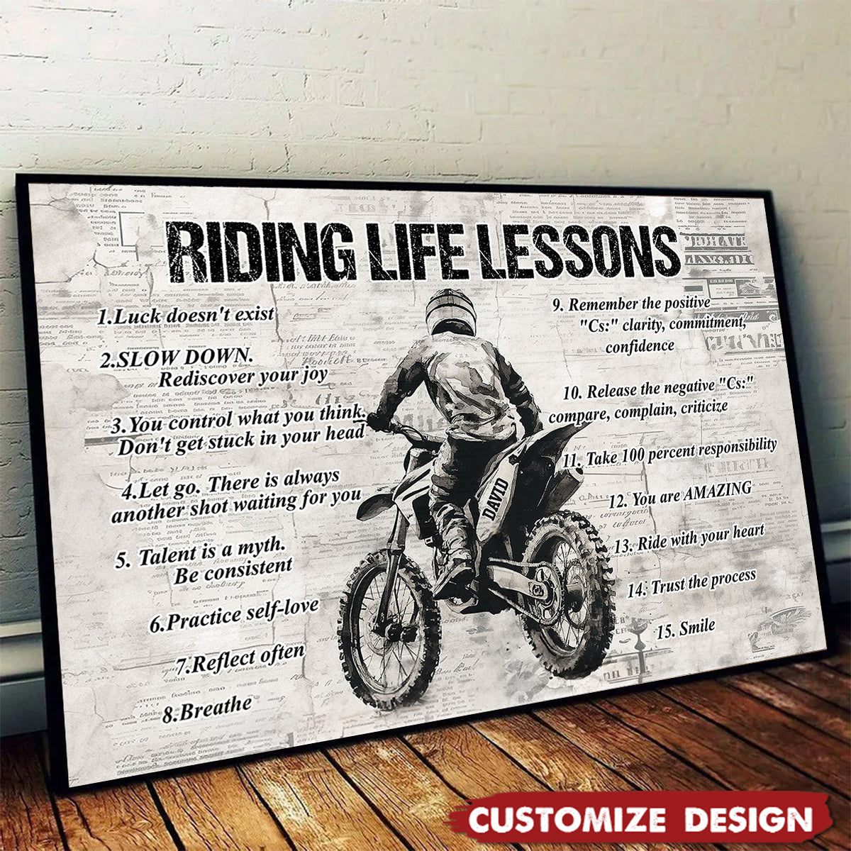 Personalized Riding Life Lessons Cool Quotes Poster - Gift For Biker