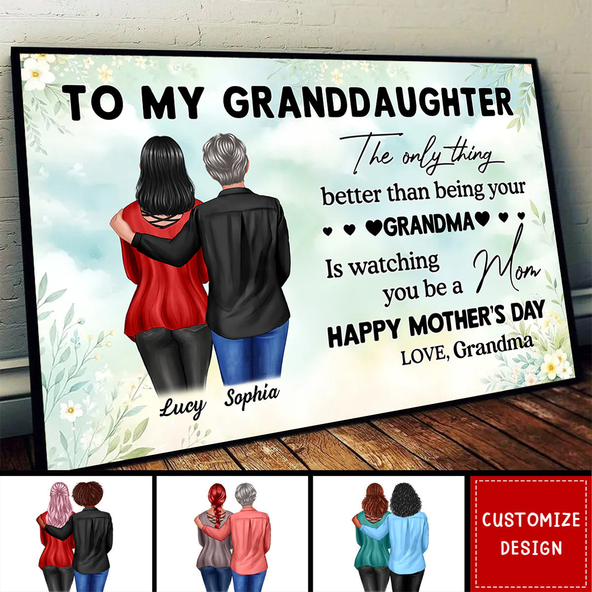 To My Granddaughter From Grandma Happy Mother's Day Personalized Poster-Gift For Mother's Day