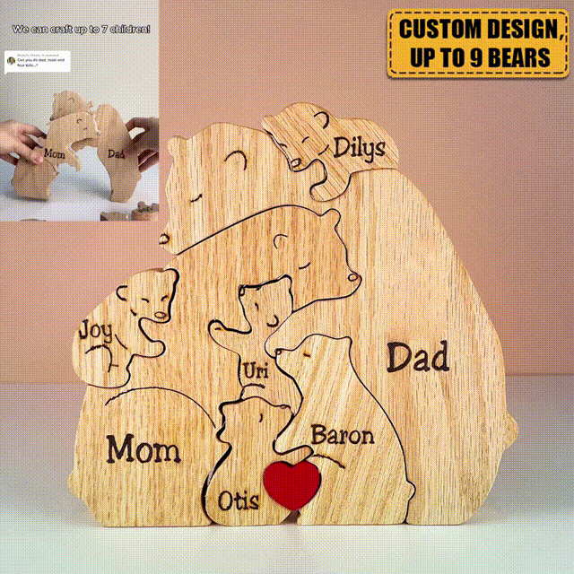 Handcrafted - Family - Wooden Bear Family - Personalized Wooden Pet Carvings