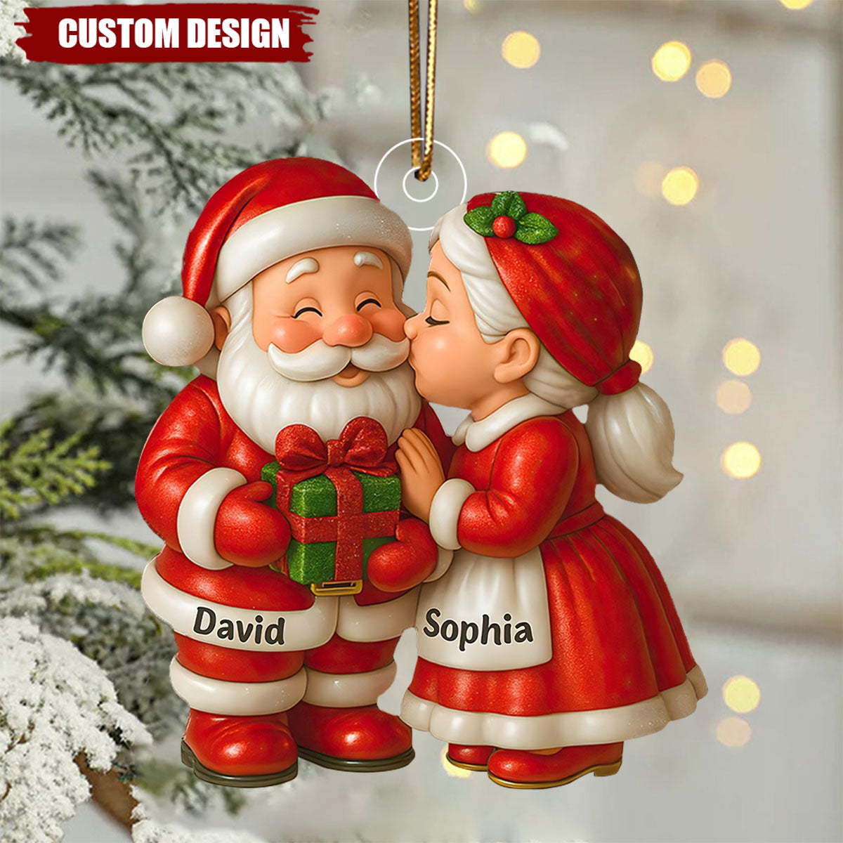 Personalized Santa And Mrs. Claus Christmas Ornament, Growing Old Together Custom Acrylic Keepsake, Holiday Gift For Couples And Loving 2025