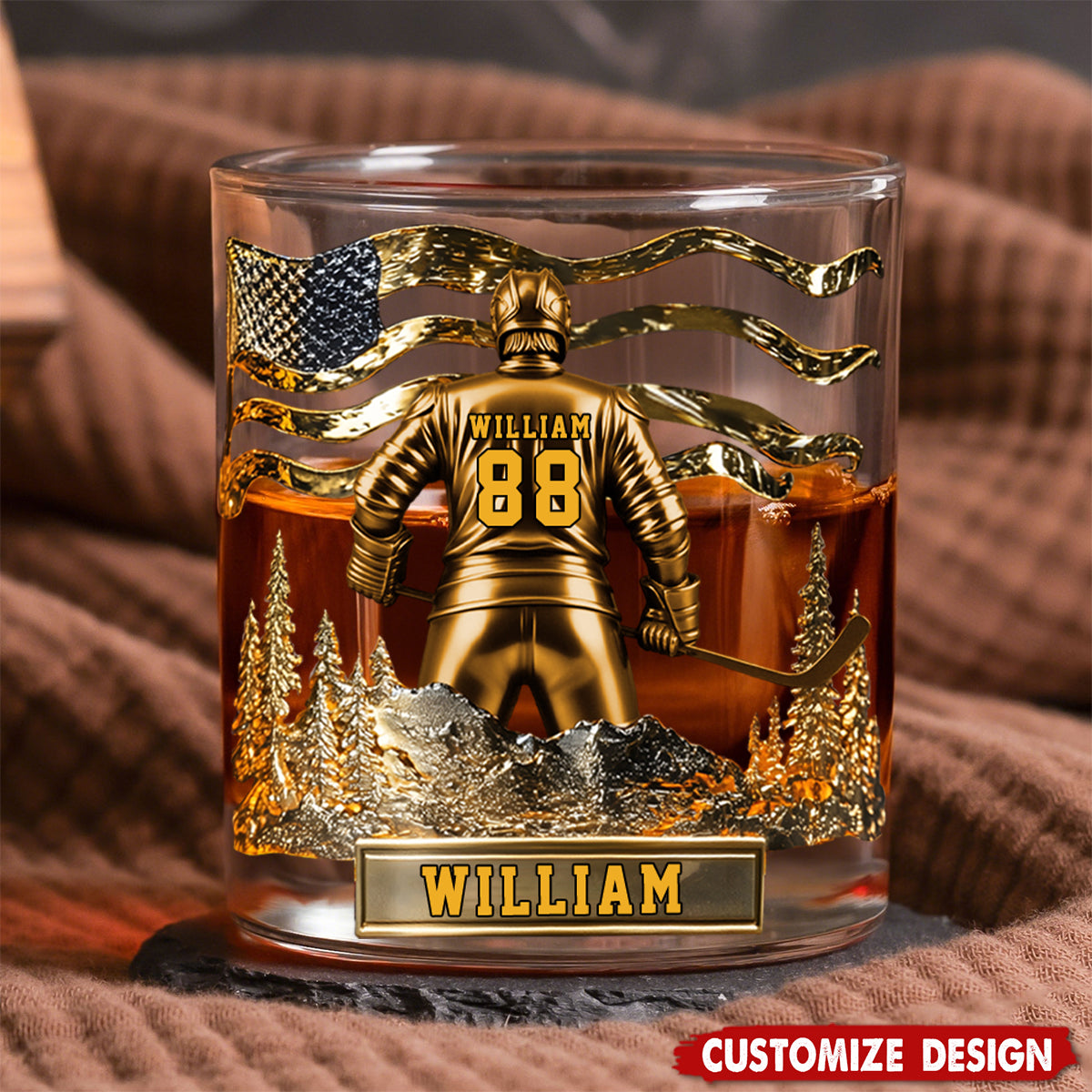 Personalized Hockey Whiskey Glass - Gifts For Hockey Lovers