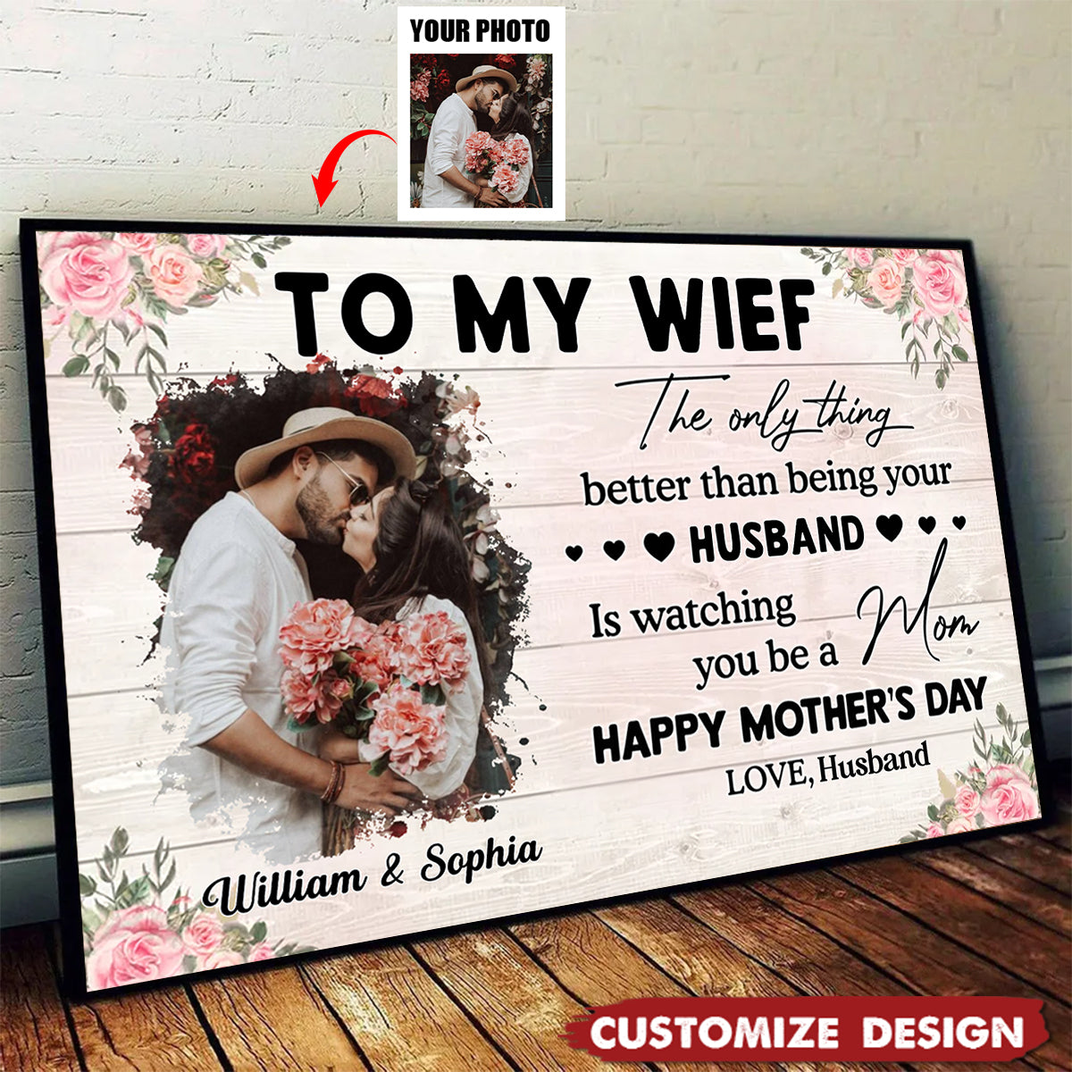 To My Wife From Husband - Personalized Photo Poster - Mother's Day Gift For Wife