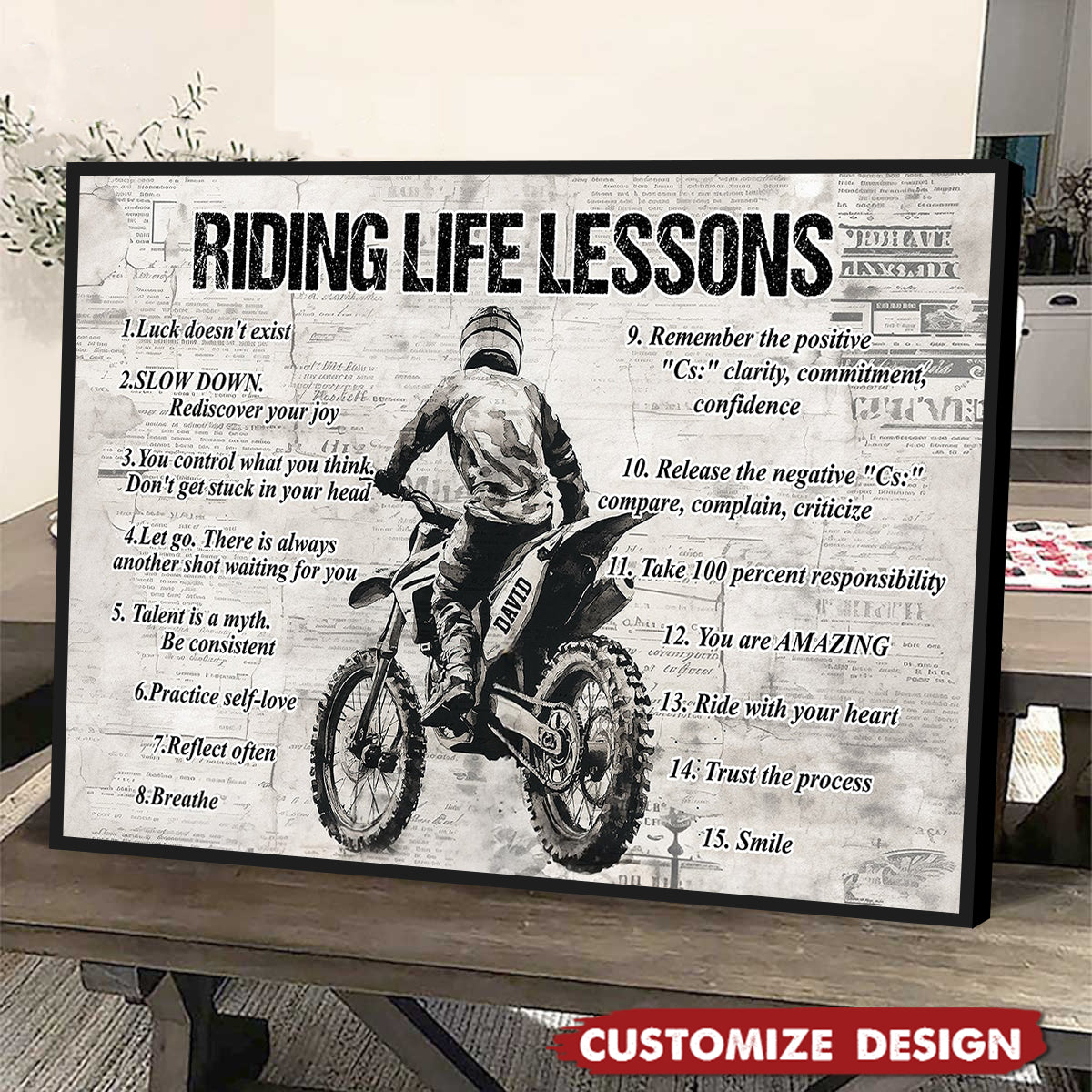 Personalized Riding Life Lessons Cool Quotes Poster - Gift For Biker