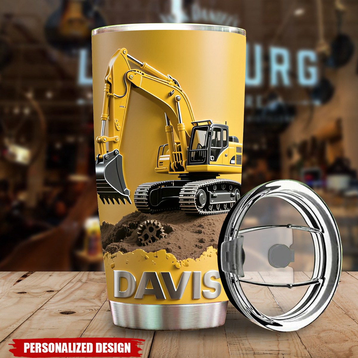 Personalized Excavator Themed Stainless Steel Tumbler
