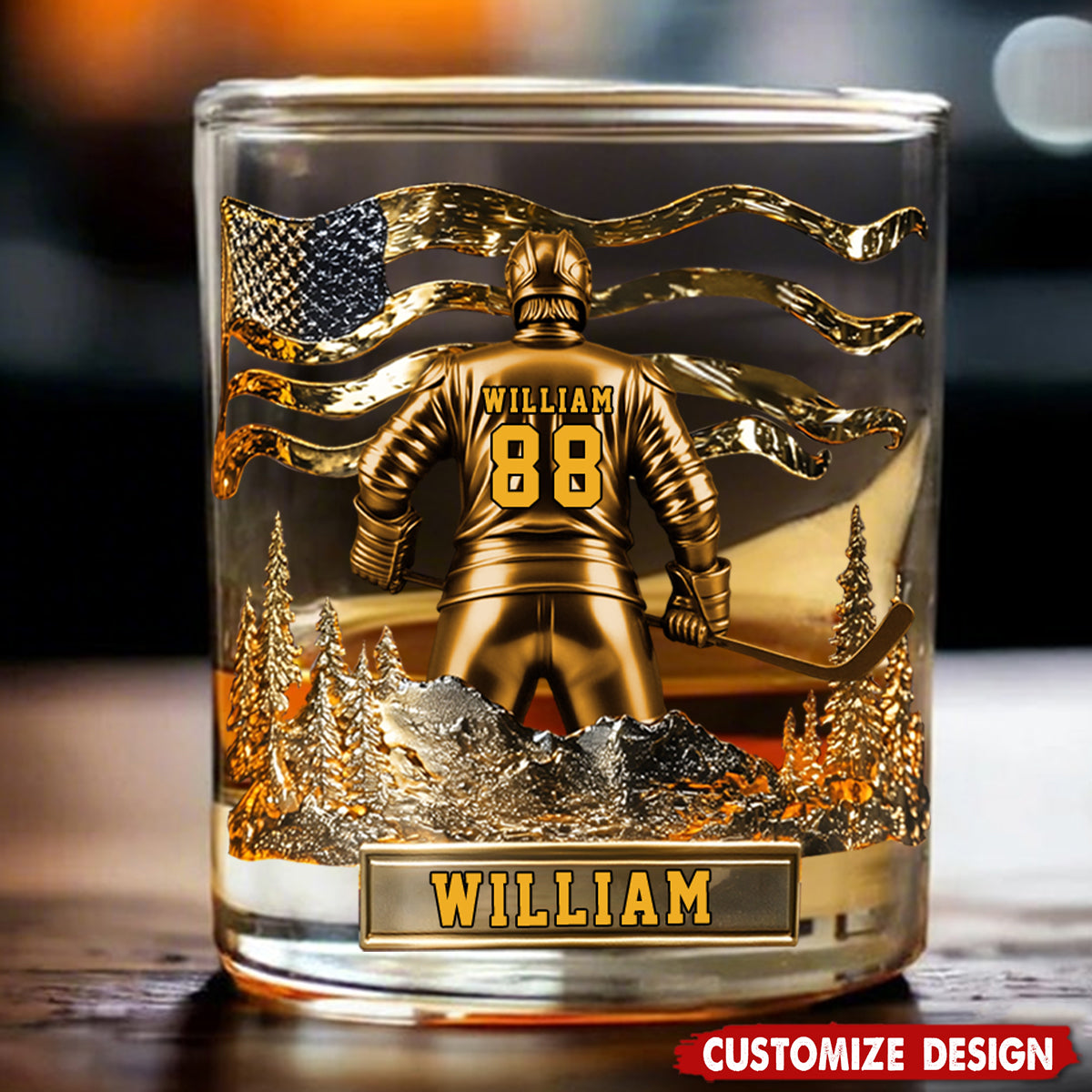 Personalized Hockey Whiskey Glass - Gifts For Hockey Lovers