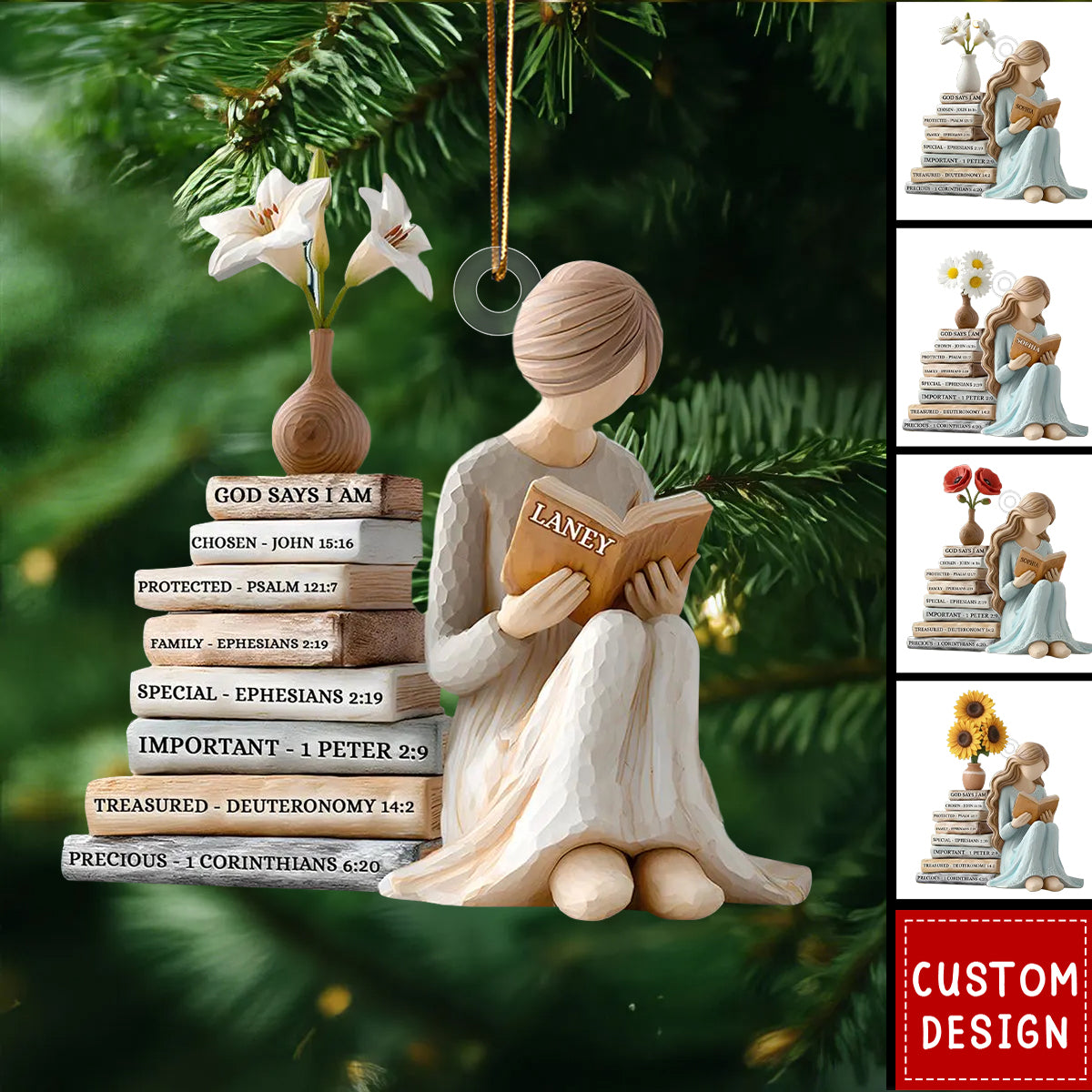 Personalized God Says I Am Christian Ornament with Bible Verse - Gift For Book Lover