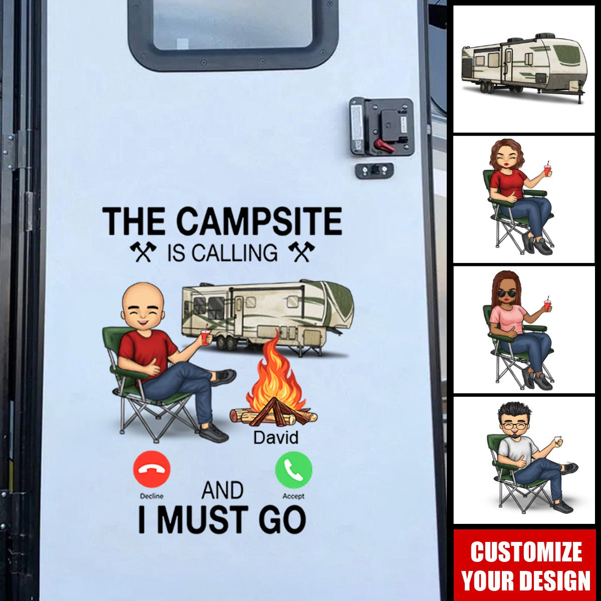 The Campsite Is Calling... And I Must Go - Personalized RV Decal-Gift For Camping Lovers