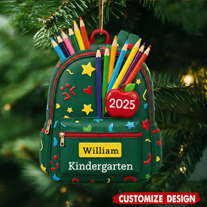 Personalized Kid School Backpack Christmas Ornament - Gift for Kids