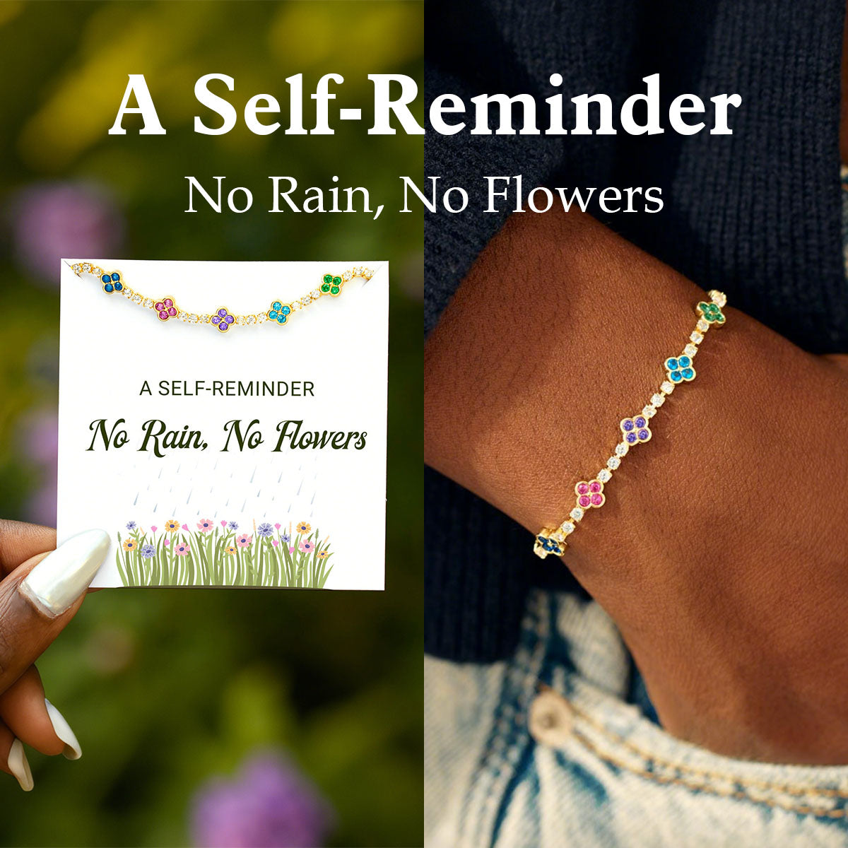 No Rain No Flowers Four-Leaf Clover Bracelet