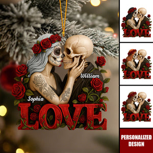 Personalized Skull Couple Acrylic Ornament-Gifts For Couple