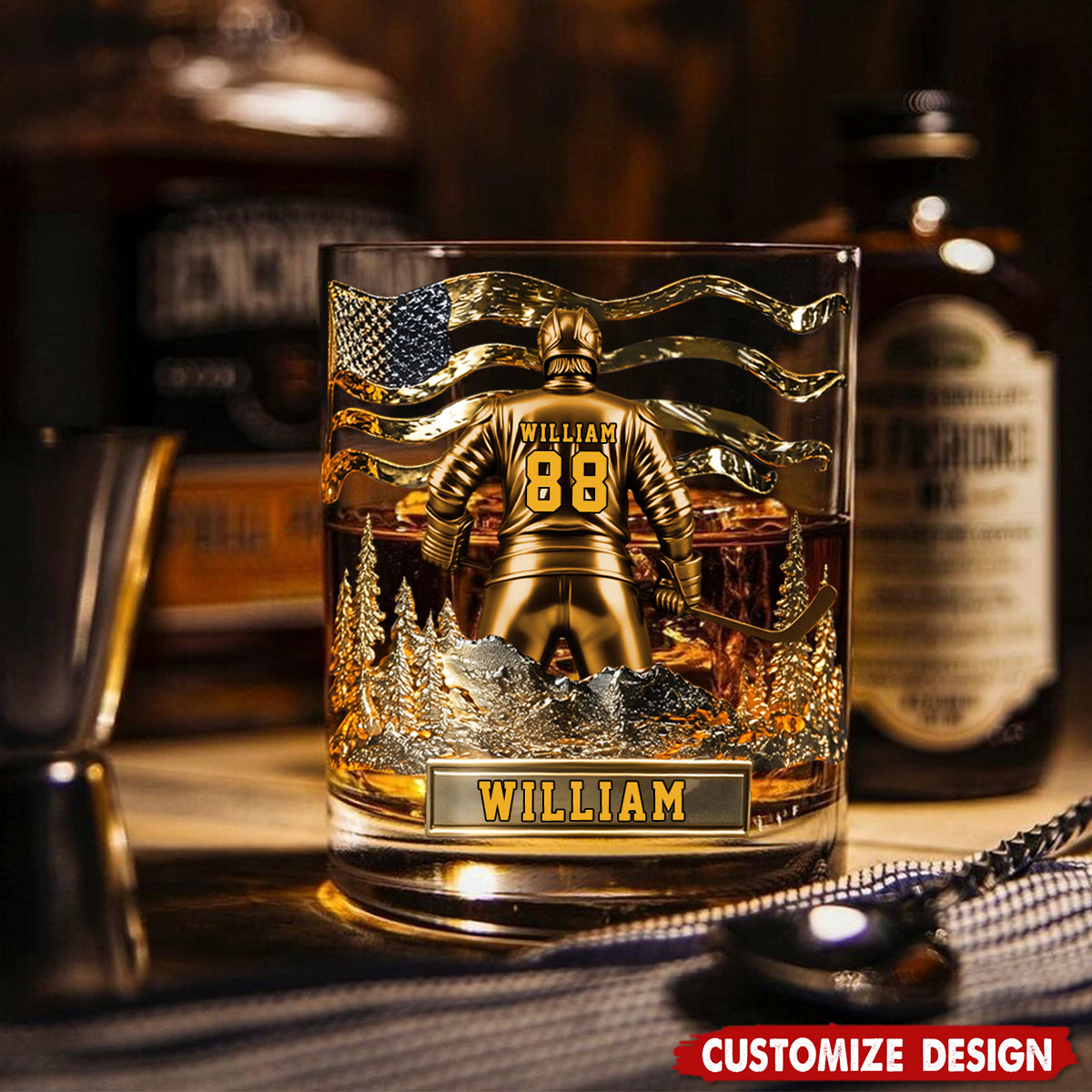 Personalized Hockey Whiskey Glass - Gifts For Hockey Lovers