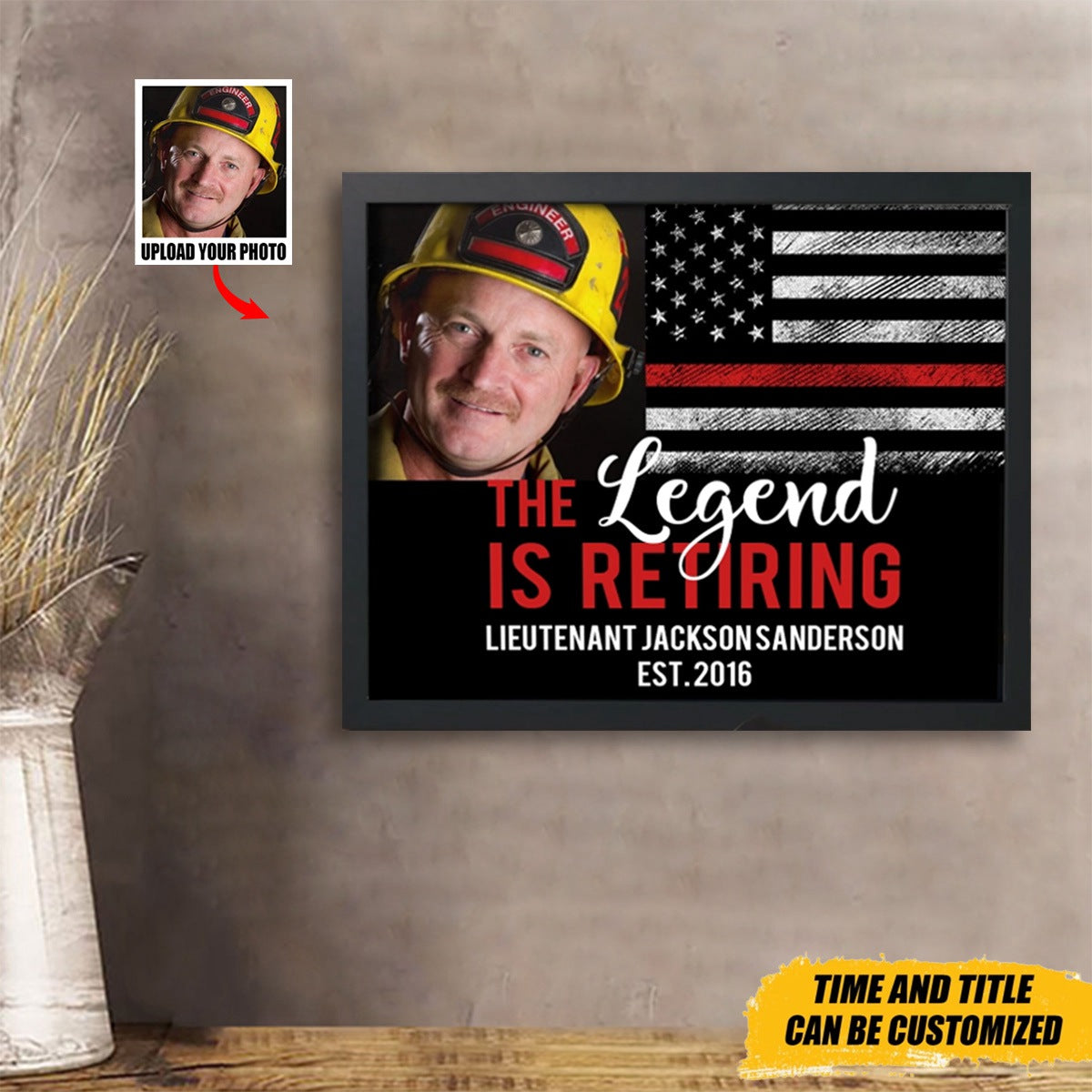 Personalized Upload Your Photo US Firefighter The Legend Is Retiring Poster