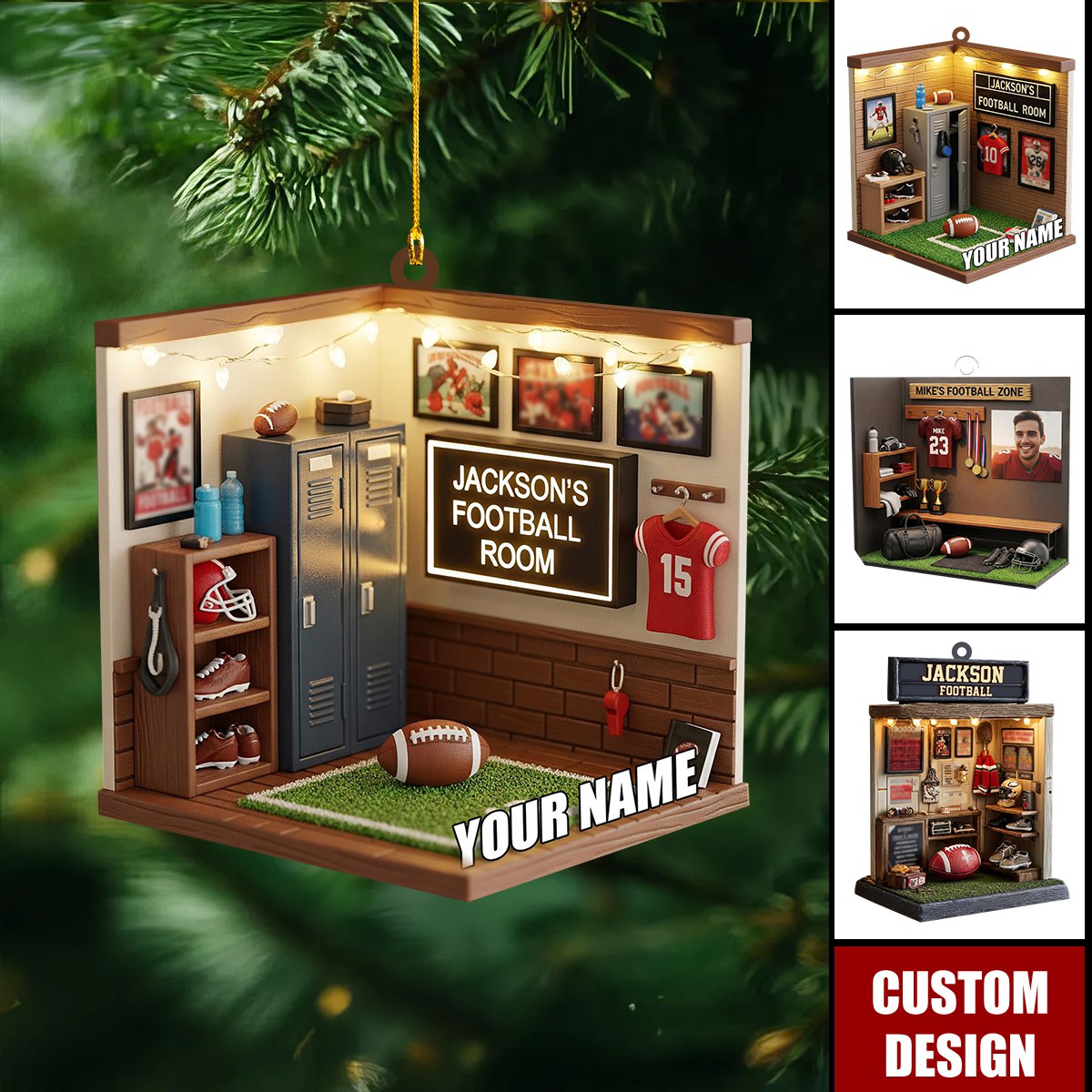 Personalized Football Christmas Ornament - Gift For Football Players, Football Keepsake