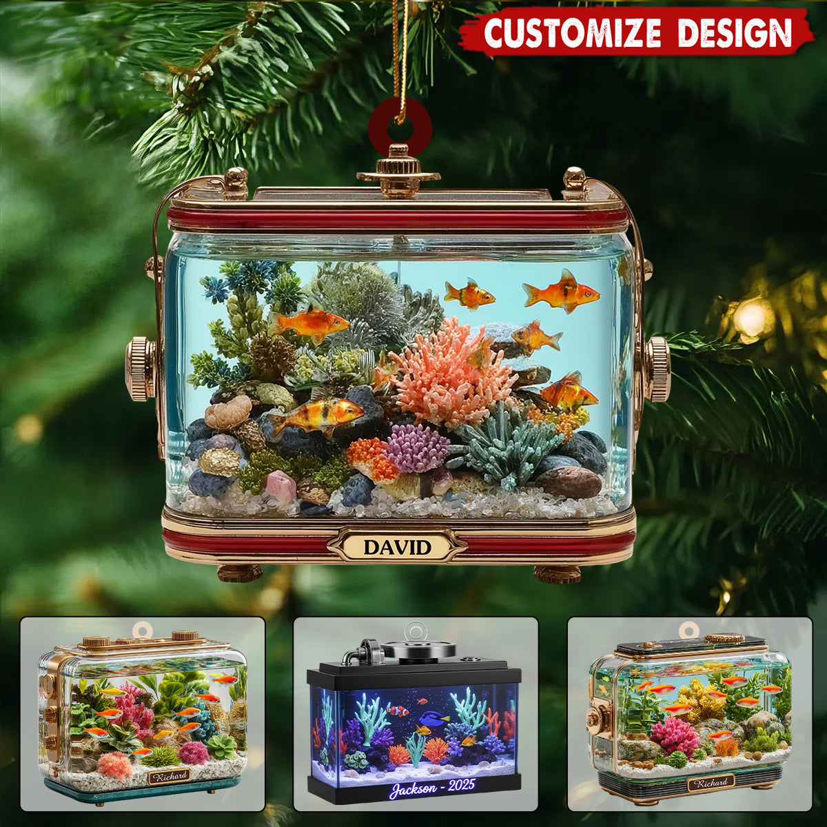 Personalized Aquarium Fish Tank Christmas Ornament - Gift for Fish Lovers