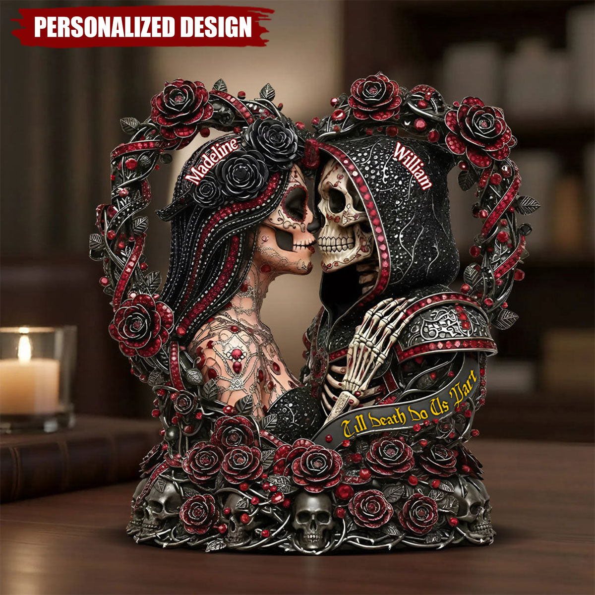 Sugar Skull Till Death Do Us Apart-Personalized Skull Acrylic Plaque