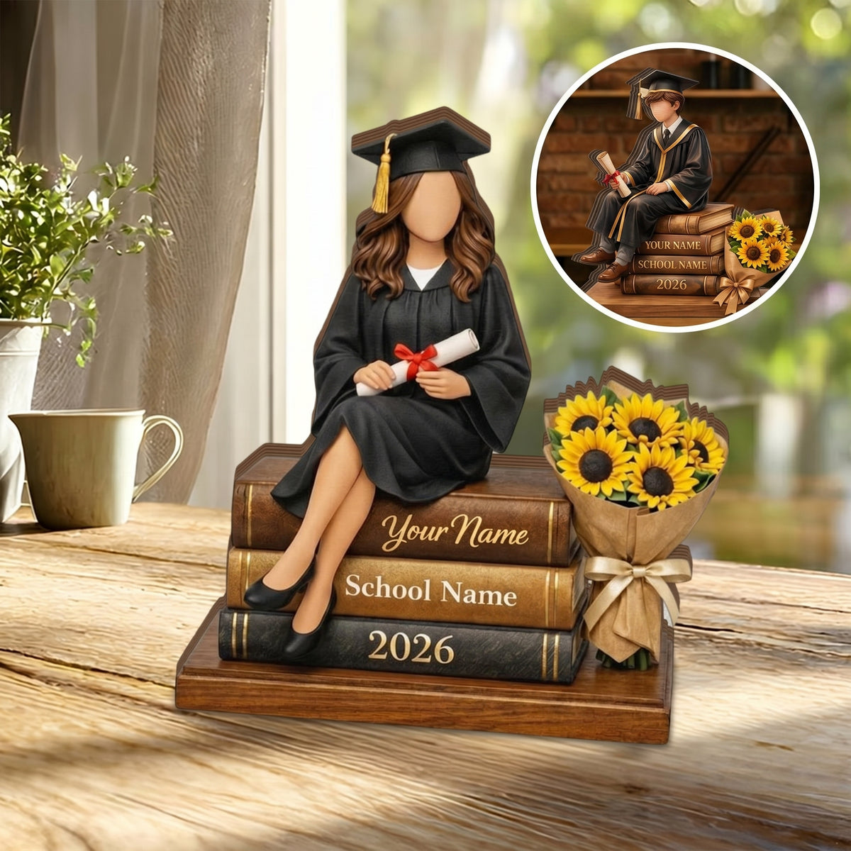 Personalized Graduation Wooden Block Plaque, Custom Name Grad Gift, Class of 2026 Keepsake