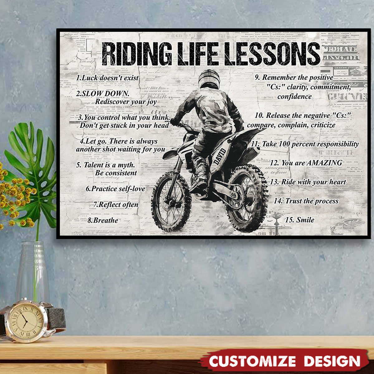 Personalized Riding Life Lessons Cool Quotes Poster - Gift For Biker