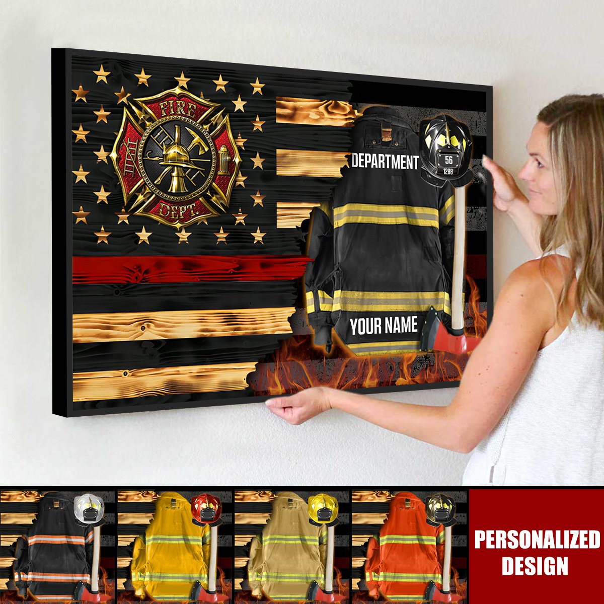 Personalized Firefighter Armor Clothes And Helmet Poster