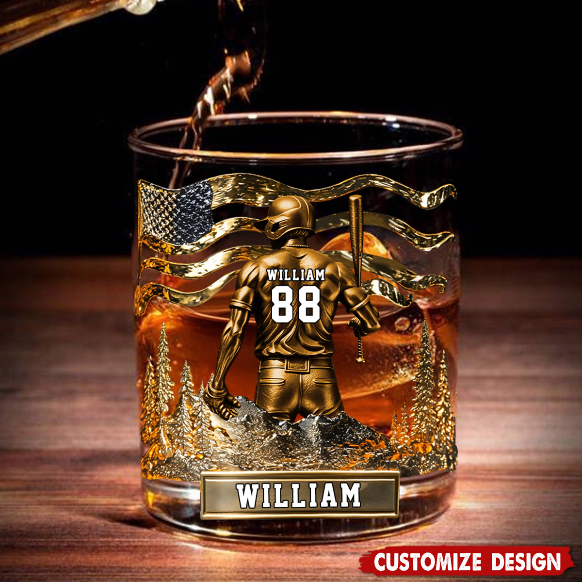 Baseball Whiskey Glass - Personalized Gifts For Baseball Lovers