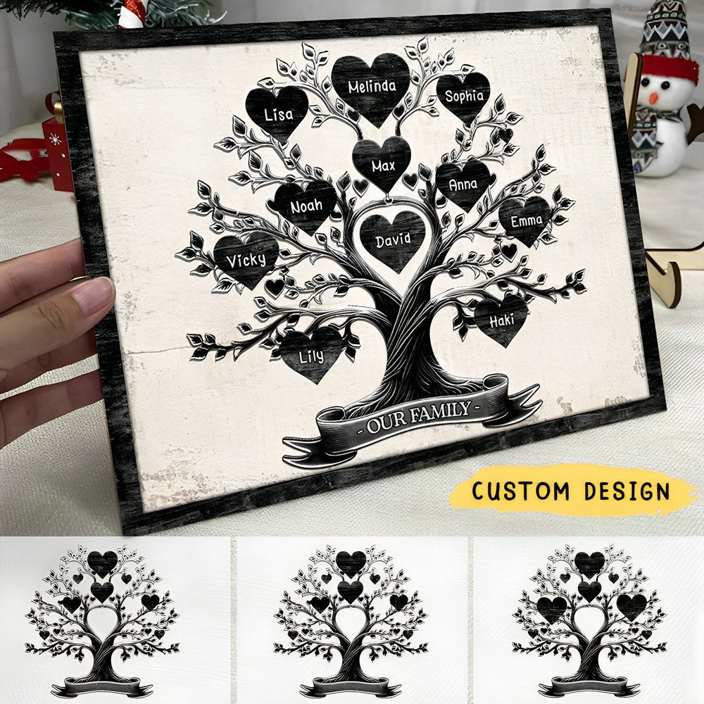 Grandma With Grandkids Tree Name - Personalized Wood Plaque