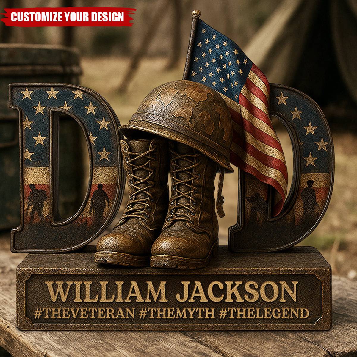 Veteran Dad Shaped Acrylic Plaque Personalized Gifts For Dad