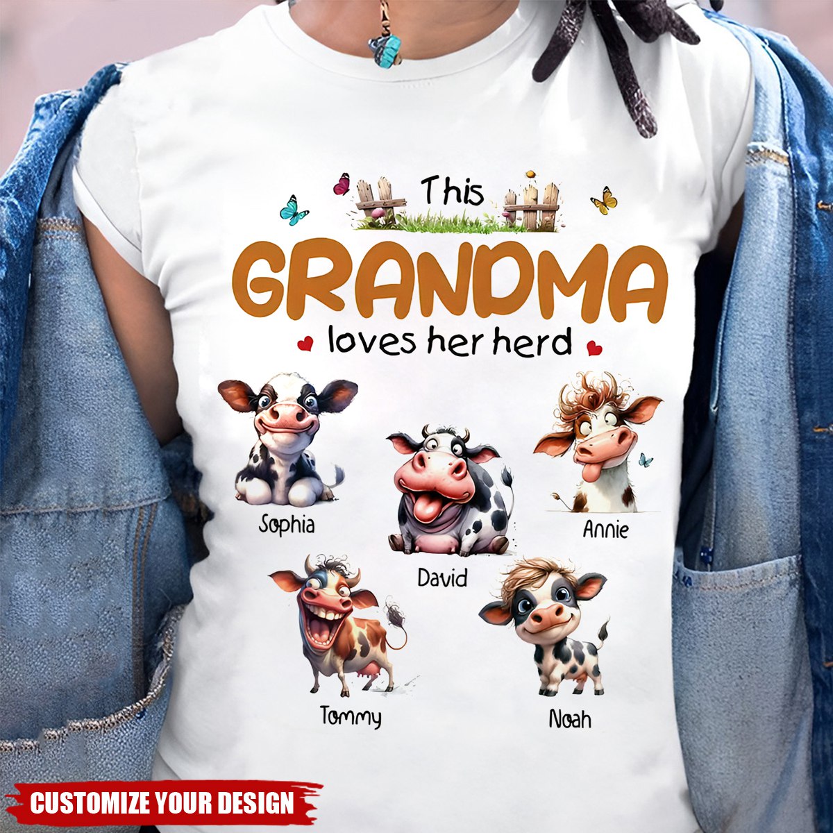 This Grandma Loves Her Herd - Personalized T Shirts - Gift for Mom/Grandma/Grandparent
