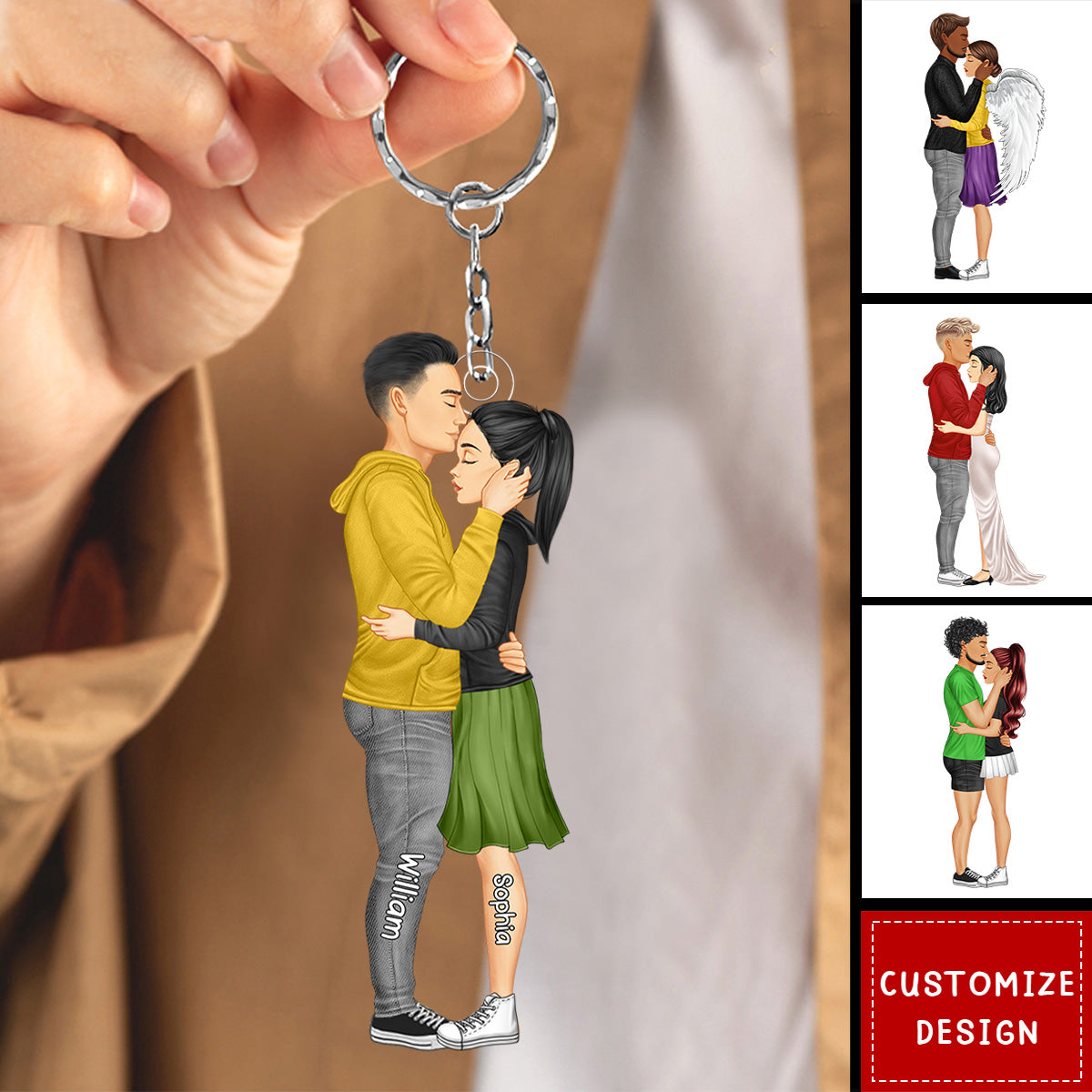New-Personalized Hugging Couple Keychain - Gift For Couple