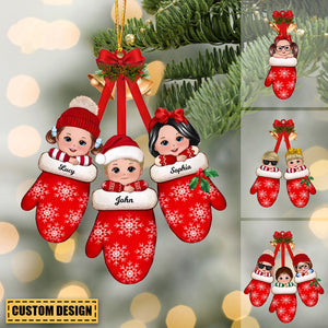 New Release - Christmas Doll Kids Laying On Hands In Gloves Personalized Acrylic Christmas Ornament